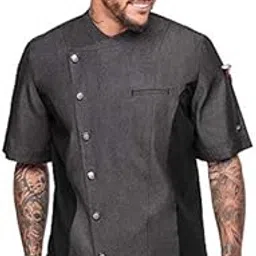 industry line Men’s Chambray Chef Coat with Mesh Side Panels (S-3X, 4 Colors) (X-Large, Black)-picture-45