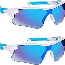 pc star | Full Rim Sports Branded Latest and Stylish Sunglasses | Polarized Lens And 100% UV Protected | Men & Women | Medium | White Frame/Blue Mercury Lens - Pack of 2-picture-33