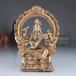 South Indian Arts Bronze Handcrafted Matangi Idol ? Panchaloha Rajamatangi Mahavidya Devi Statue | Chola Art Sculpture for Home Temple Decor,Gold, 16Cm, 1 Piece-picture-48