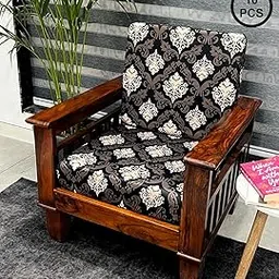 ohello® Stretchable/Spandex Printed Sofa Slip Cover, Pack of 10 Sofa seat Covers can use for livingroom, Couch, Wooden Sofas & Offices (Brown & Cream, SSC_908) image 1