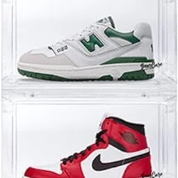 Bear Care Plastic Storage Box - Transparent (Pack of 2) | Front Opening Heavy Duty Shoe Box, Stackable Sneaker Crates With Magnetic Closure | Shoe Storage Organizer Container-picture-13