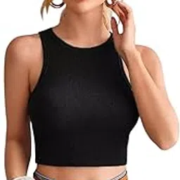 adixus Sleeveless Ribbed Crop Top, Black, Casual Wear-picture-50