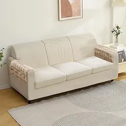 HOKIPO Luxury Faux Rabbit Fur Set of 2 Sofa Armrest Covers, Latte Brown (AR-5149-S-LCF*2)-image-13