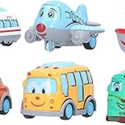 Crackles Pull Back Die-Cast Metal Cartoon Vehicle Toy Set – Pack of 6 Transport Toys for Kids (Taxi, Bus, Tram, Boat, Plane, Metro) – Friction Powered, Fun & Learning Toys for Toddlers 3+ Years-picture-19