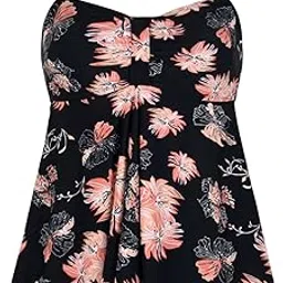 hilor Women's Flyaway Tankini Top Bandeau Swimsuit Flowy Bathing Suit Tummy Control Swimwear image 1