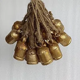 ONLINECRAFT Set of 20pc Harmony Cow Bells Vintage Handmade Rustic Lucky Christmas Hanging Decor Bells On Rope Set of 20 pc (Size 2 inch Each Bell)-picture-10