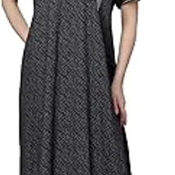 quira Comfortable Women's Full Length Cotton Blend Half Sleeves Nighty, Soft and Elegant Print Sleepwear - 101419-picture-25