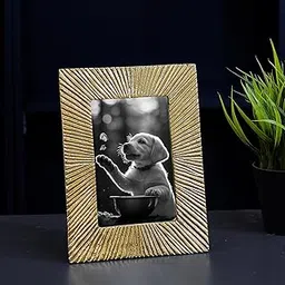 BEHOMA Antique Golden Metal Photo Frame with Sunburst Design | Decorative Frames For Wall, Table, Living Room, Bedroom & Gifting | 4X6 Inches | Best Gift for Birthday, Anniversary, Valentine's day-picture-20