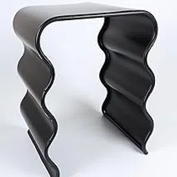 Decorative Iron Garden Stool, Black Powder Coated Metal, Wave Pattern Design, 38.6x49.8x35.8 cm-picture-16
