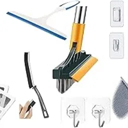 JAYTOP 10 Pcs Bathroom Cleaning Kit |2in1 Bathroom Brush and Wiper |Toilet Brush with Holder |Gap Cleaning Brush |Silicon Glove |Small Wiper |3pcs Hair Catcher Shower Drain Sticker |2pcs PVC wall hook-picture-23