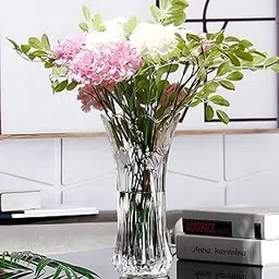 Glass Flower Vase, Flower Vases for Centerpieces, Modern Clear Rose Vase, Heavy Duty Crystal Tall Cylinder Flared Vase for Bouquet, Home, Wedding, Living Room, Office (Pack of 1)-picture-17