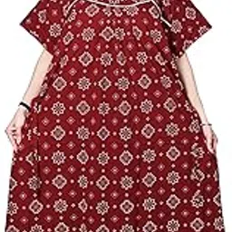 bindass female collection Plus Size Cotton Nighty for Women | 5XL-10XL | Full Gheer Gown | Soft Breathable Sleepwear | Stylish Printed Jumbo Nightwear-picture-28