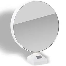 MUSHA Plastic - Personalized Round Shape Photo Magic Mirror Frame | A Unique Gift Idea (Small) | Table Top | 1 Photo Included, Tabletop, White image 1