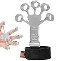 ShopiMoz Grey- Finger Gripper stretcher Trainer Yoga Resistance Band Finger Expansion Exerciser For Hand & Wrist Mussles Climbing Finger Strengthener Finger Stretcher Exerciser (One Pair)-picture-24