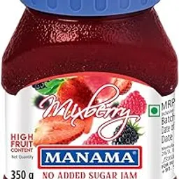Manama No Added Sugar Mixed Berry Jam, 350gm, No Artificial Color, No Artificial Flavour, More Fruit, Pack of 1-picture-20