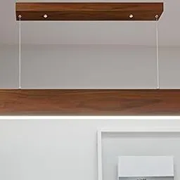 KASTENGLOW Decorative Rectanglur LED Pendant Hanging Linear Lights | Stylish Wallnut Brown Wooden Ceiling Light for Indoor Decorations Linear Lighing 20W (24 inch)-picture-28