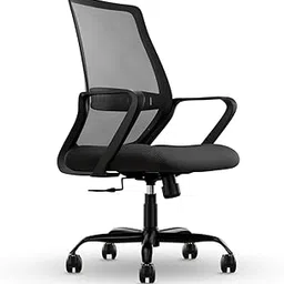 CELLBELL Desire Pro Mid Back Mesh Office Chair Adjustable Study Chair/Computer Chair with Revolving Seat, Stylisk Backrest, Lumbar Support, Metal Base for Work from Home (Black)-picture-30