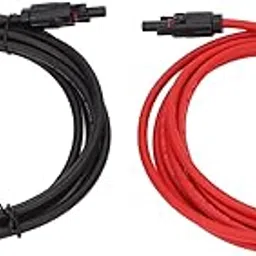 Solar Panel Extension Cable, Safe Insulated Copper Core High Current Carrying Capacity 1 Pair 6mm² Energy Saving Solar Panel Wire for RV (4m) image 1