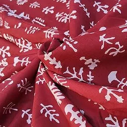 Malan Bai Printed Cotton Cloth Floral Materiel Natural Running Fabric Jaipuri Hand Block Printed Women Dress Material Kurtis Natural 43" Inches Width (2.5 Meter)-picture-22