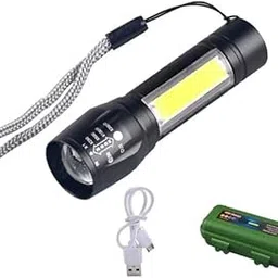 VATTU Mini Waterproof Portable LED XPE USB Rechargeable LED Flashlight with COB Light 3 Modes Pen Clip Light Flashlight with Hanging Rope-picture-11
