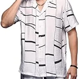 showoffff SHOWOFF Men's Printed Cuban Collar White Relaxed Fit Co-Ords Set-Timo-2997_White-picture-55