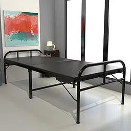 Honey Touch Metal Folding Glossy Bed Single Size With Single Layer Mattress For Sleeping Guest Bed Easily Storable(3X6 Ft, Black)-picture-18