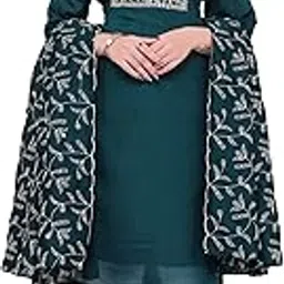 wealthy women Women's Vichitra and Crepe Fabric Embroidered Kurti with Dupatta Set Featuring Leaf Pattern Embroidery and 3/4 Sleeve Traditional Design-picture-28