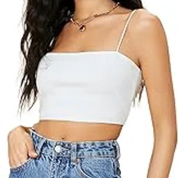istyle can Women's & Girls Solid Sleeveless Western Stylish Ribbed Cami Crop Top for Women | Crop top | Crop Tops | cami top | Crop top for Women | Women Crop top image 1