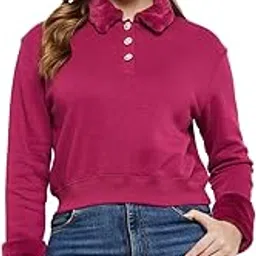 madame Black Faux Fur Collared Crop Sweatshirt-picture-18