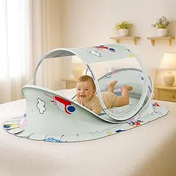 StarAndDaisy Baby Bed with Mosquito Net/Baby Mattress for Newborn/Mosquito Net for Kids -Car Print-picture-31