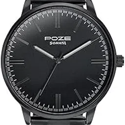 sonata Poze Quartz Analog Black Dial Metal Strap Watch for Men-picture-11