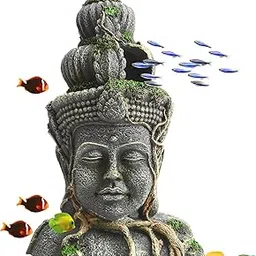 Shirlip Buddha Head Statue Aquarium Decorations Resin Fish Hideout Betta Cave for Large Fish Tank Ornaments Betta Sleep Rest Hide Play Breed-picture-13