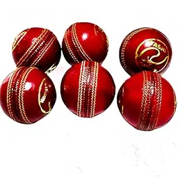 Professional Cricket Leather Balls, Regulation Size, Dark Red with Gold Stitching, Pack of 6-picture-24