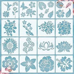 16Pcs Flower Stencils for Painting on Wood, Large Sunflower Painting Stencil, Summer Butterflies, Bird, Rose Leaf, Reusable Stencils, DIY for Painting Home Decor-image-3