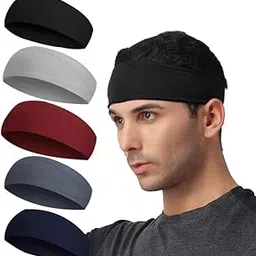 bismaadh Mens Running Headband, 5Pack,Mens Sweatband Sports Headband for Running,Cycling,Basketball,Yoga,Fitness Workout Stretchy Unisex Hairband-picture-46