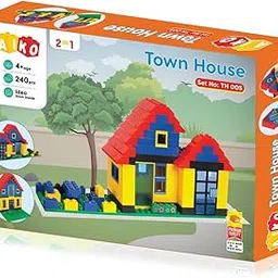AIKO Town House Set No.5 | 240 Pcs ABS Plastic Building Blocks with Figurines | Multi-Colour Construction Toy for Kids | Learning & Educational Blocks with Idea Booklet| Best Gift for Boys & Girls 4+-picture-44