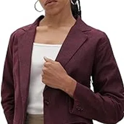 Maroon Solid Single-Breasted Formal Blazer-image-28
