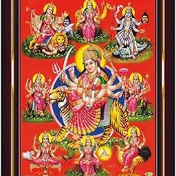 Pavan Photo Laminations Durga Maa Mata Goddess Nav Navadurga Navdurga Wall Painting Framed Home Decor (Wood,Matte,Brown,Small Size,6 x 8 Inch) B168S-picture-11
