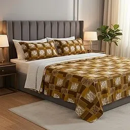 200 TC 100% Pure Cotton Double Bed Bedsheet Set/Ultra-Soft, Breathable & Durable/Designer Print with 2 Matching Pillow Covers/Fade Resistant/Perfect for Home & Bedroom Décor (230 x 250 cm)-picture-28
