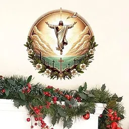 Jesus Birth Holy Night Christmas Wall Sticker | 45×45 cm Removable Vinyl Wall Decor | Multicolour Peel & Stick Design for Home, Living Room, Door & Festive Decoration-picture-20