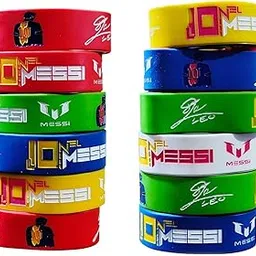 nice life collections Lionel Messi Signature Silicone Wristbands, Sports Fan Bracelets, Multi-Color Pack of 6-picture-18