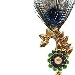 radhesh creation and jewellery Radhesh Creation Jewellery Gold Plated Peacock Feather Brooch for Men-picture-30