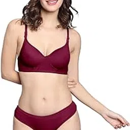 Women Cotton Non Padded Bra and Panties Lingerie Set for Honeymoon | Anniversary | Everyday Bra Panty Combo-image-21