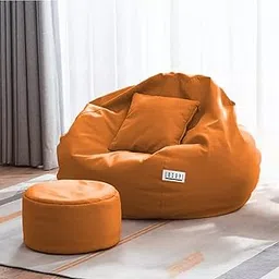 LEXAVI Brand - Bean Bag Cover with Footrest with Cushion Without Beans Fillers Only Cover (Faux Leather) - (XXXXL, Gold)-picture-20