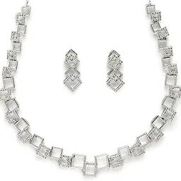 zeneme Rhodium Plated Brass Crystal Cubic Zirconia Diamonds Charm Necklace for Women & Girls | Stylish & Skin Friendly and Ideal Gift For Women & Girls-picture-42