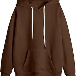 veirdo Cotton Fleece Oversize Loose Fit Hooded Sweatshirt Full Sleeves Solid Jumper Rust, Purple & Brown Hoodie Winter Wear for Women & Girls-picture-45