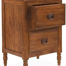 WODENI Solid Sheesham Wood Bedside Table with 2 Drawer Storage End Table Sofa Side Table for Living Room Home and Office (Honey Finish)-picture-30