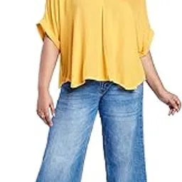 Globus Gloplus Women Collared V-Neck Extended Sleeves Self Design Plus Size Top-picture-47