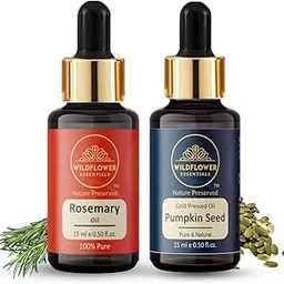 Wildflower Essentials Pumpkin Seed Oil Cold Pressed and Rosemary Oil Pure for Hair, Skin 15ml each (With Glass Dropper)-picture-42