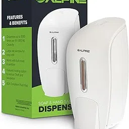 Alpine Industries Liquid Soap & Hand Sanitizer Dispenser, Surface Mounted, 800 ml Capacity (White)-picture-34